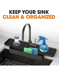 Cheer Collection Silicone Faucet Draining Mat with Soap Holder