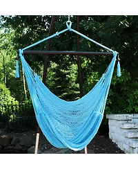 Caribbean Style Extra Large Hanging Rope Hammock Chair Swing for Backyard and Patio