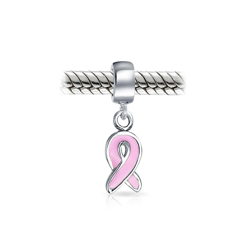 Bling Jewelry Radiant Pink Ribbon Hope Dangle Charm Bead - Sterling Silver European Bracelets