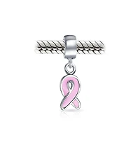 Bling Jewelry Radiant Pink Ribbon Hope Dangle Charm Bead - Sterling Silver European Bracelets