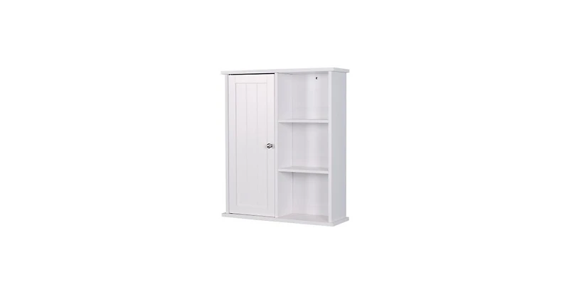 Wall Mount Medicine Cabinet with a Door, Wooden Bathroom Storage Cabinet with Adjustable Shelf