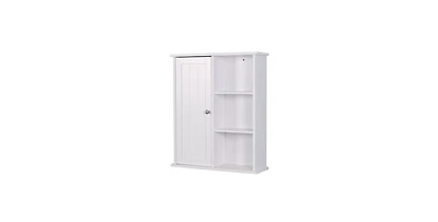 Wall Mount Medicine Cabinet with a Door, Wooden Bathroom Storage Cabinet with Adjustable Shelf