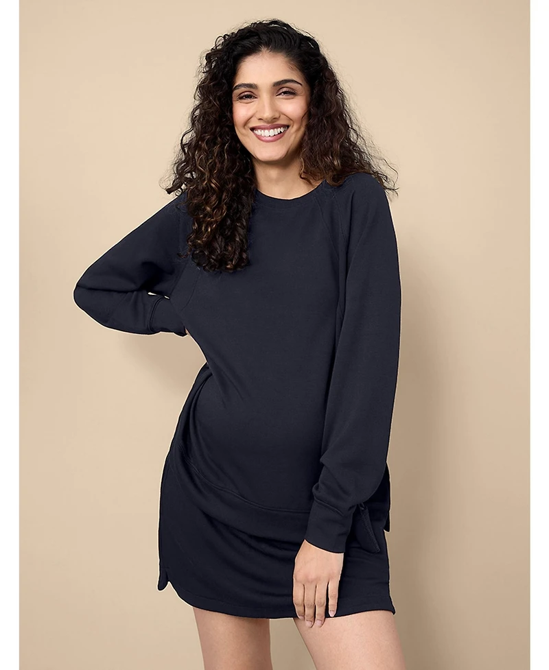 Motherhood Maternity Long Sleeve With Side Slits Scuba Raglan Top