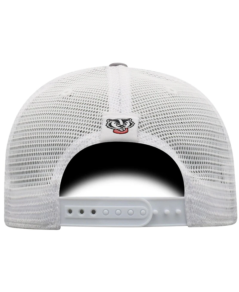 Top of the World Men's Gray/White Wisconsin Badgers Victory Baseline Trucker Adjustable Hat