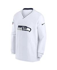 Nike Men's White Seattle Seahawks 2023/24 Sideline Repel V-Neck Long Sleeve Pullover Windshirt