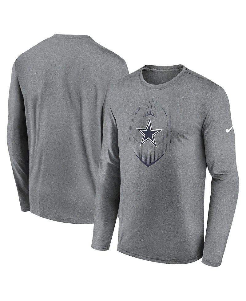 Nike Men's Heather Gray Dallas Cowboys Icon Legend Performance Long Sleeve T-Shirt
