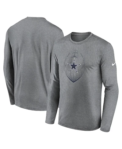 Nike Men's Heather Gray Dallas Cowboys Icon Legend Performance Long Sleeve T-Shirt