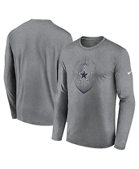 Nike Men's Heather Gray Dallas Cowboys Icon Legend Performance Long Sleeve T-Shirt