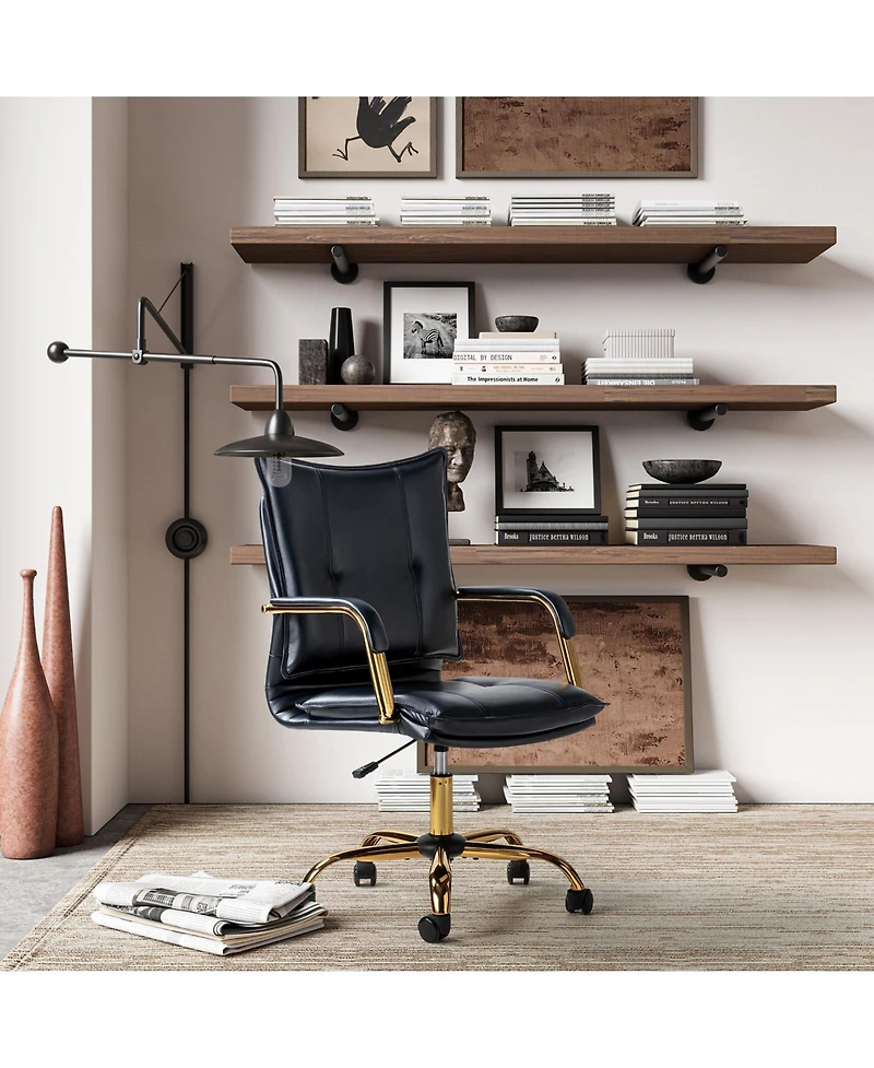 Modern Home Office Desk Chair with Golden Legs