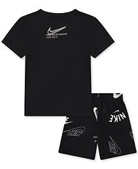Nike Little Kids Club Brand Energy T-Shirt & Shorts, 2 Piece Set