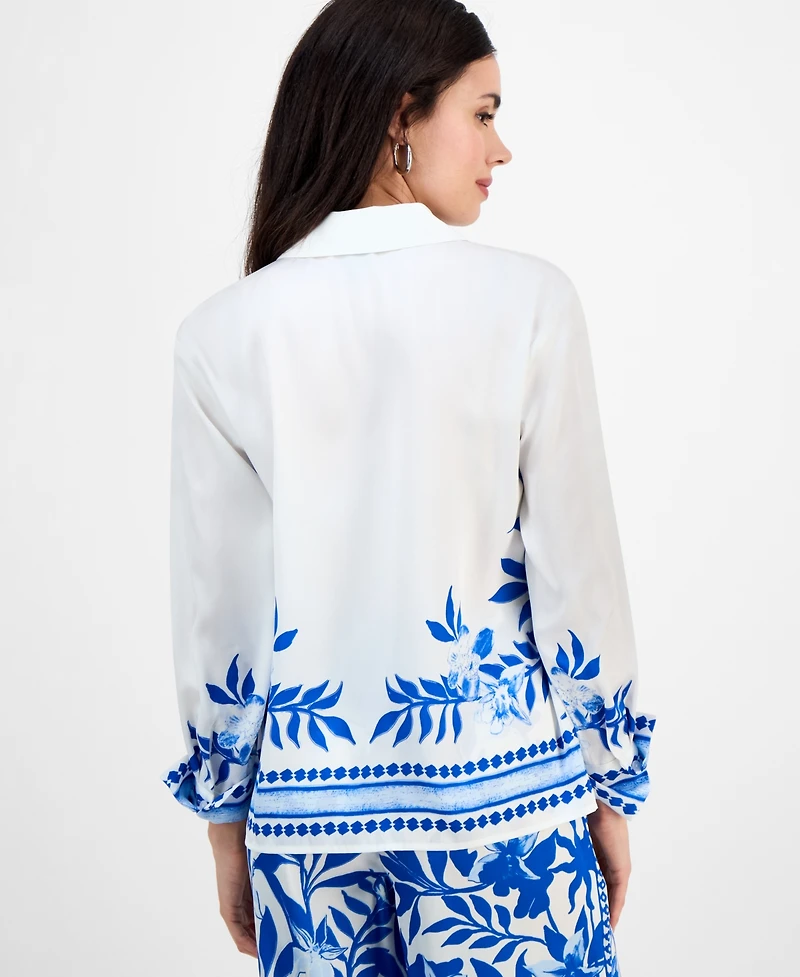 I.n.c. International Concepts Petite Cotton Floral-Print Blouse, Exclusively at Macy's