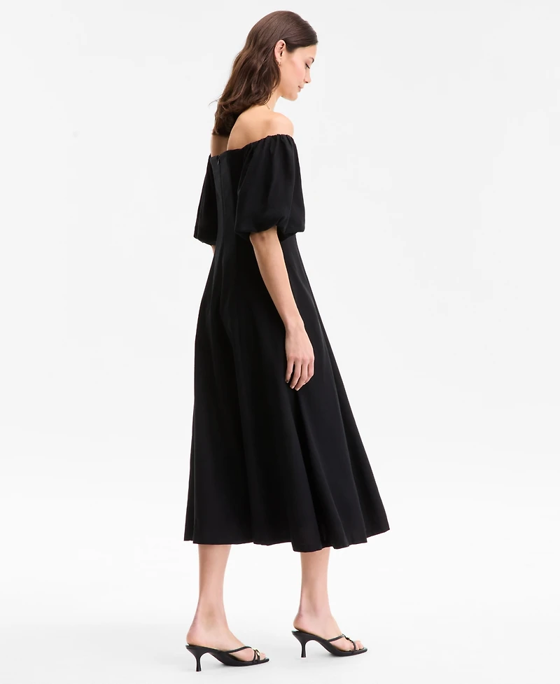 I.n.c. International Concepts Women's On/Off-The-Shoulder Puff-Sleeve Midi Dress, Exclusively at Macy's