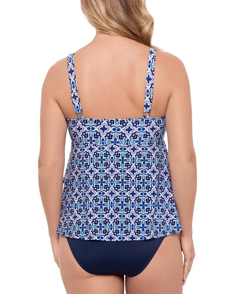Swim Solutions Women's High-Low Double-Tier One-Piece Swimsuit, Exclusively at Macy's