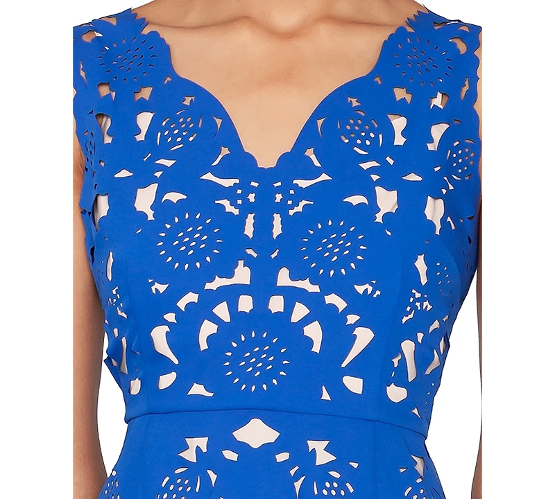 White Tie by Shani Women's Laser-Cut Sleeveless Midi Dress