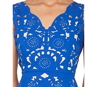 White Tie by Shani Women's Laser-Cut Sleeveless Midi Dress
