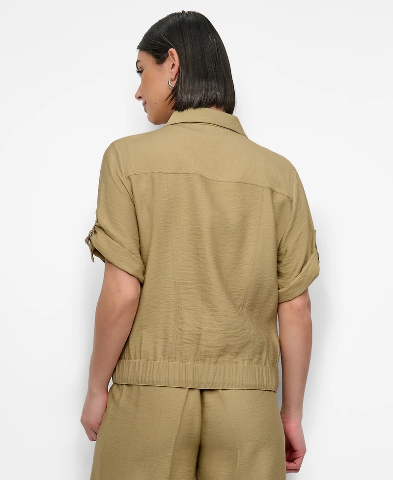 Dkny Women's Snap-Front Roll-Tab Short-Sleeve Jacket