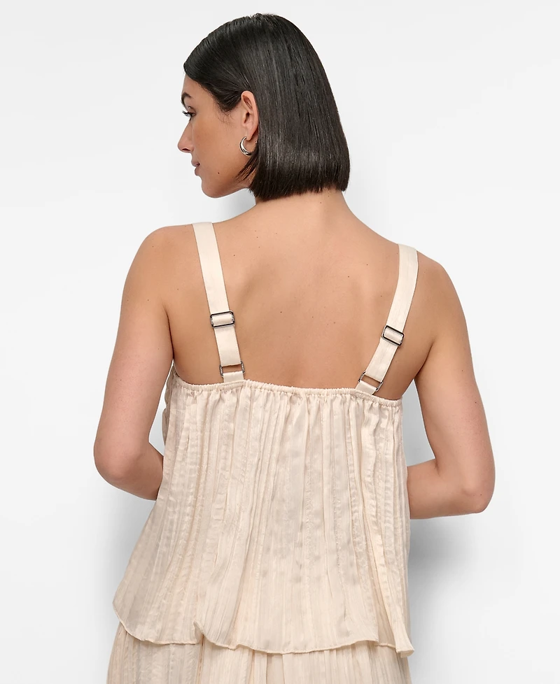 Dkny Women's Crushed Crease Smocked Sleeveless Top