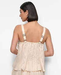 Dkny Women's Crushed Crease Smocked Sleeveless Top