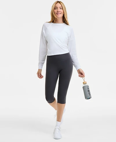 Id Ideology Women's Distressed Long-Sleeve Cropped Top, Exclusively at Macy's