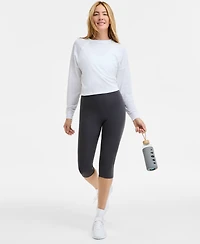 Id Ideology Women's Distressed Long-Sleeve Cropped Top, Exclusively at Macy's