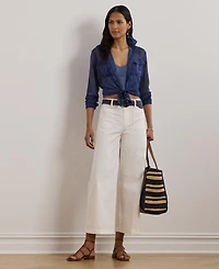 Lauren Ralph Women's Stretch Chino Wide-Leg Cropped Pants