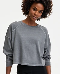 Id Ideology Women's Distressed Long-Sleeve Cropped Top, Exclusively at Macy's