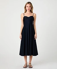 French Connection Women's Sateen Pleated Midi Dress