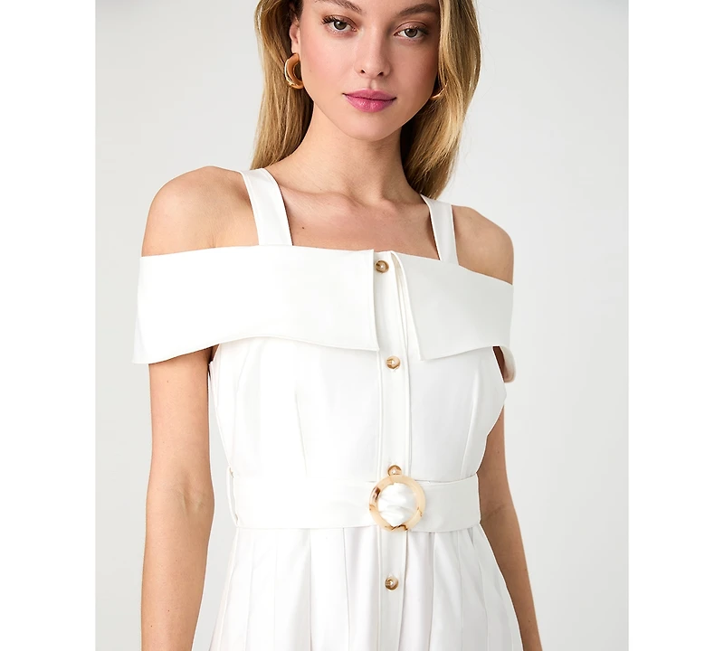 French Connection Women's Off-The-Shoulder Midi Shirtdress