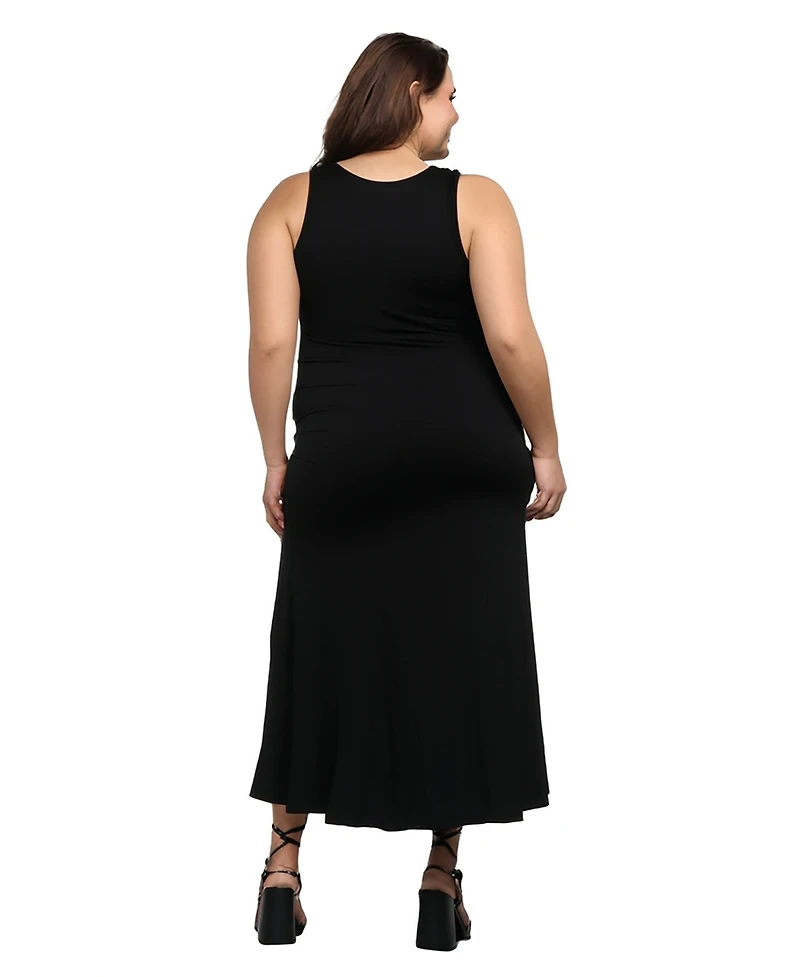 24seven Comfort Apparel Plus Sleeveless Tank Maxi Dress with Pockets