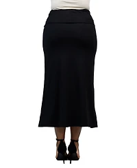 24seven Comfort Apparel Plus Comfortable Fold Over Maxi Skirt