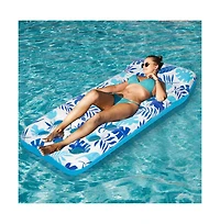 2 Piece Float Set Lounger Inflatable Pool Floats Reclining Chair Pedal Cup Holder White Blue