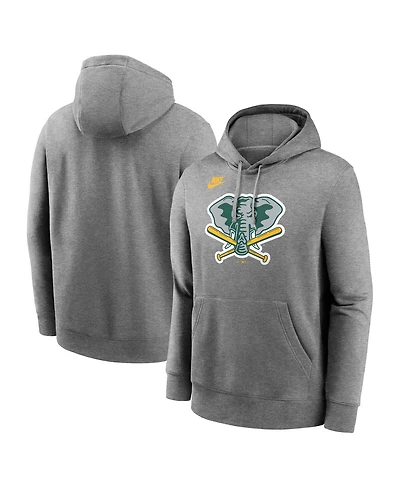 Nike Men's Heather Gray Athletics Cooperstown Collection Logo Club Pullover Hoodie