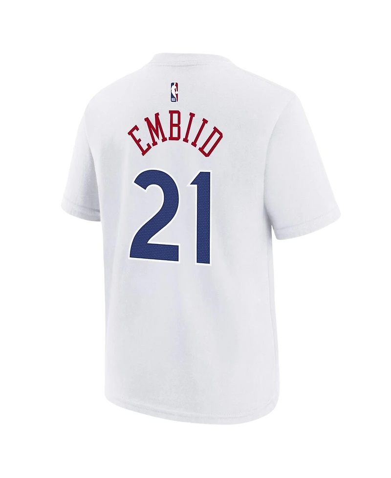 Nike Big Boys and Girls Joel Embiid White Philadelphia 76ers 2024/25 City Edition Name Number T-Shirt