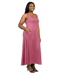 24seven Comfort Apparel Plus Sleeveless Tank Maxi Dress with Pockets