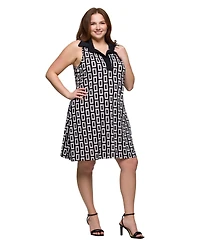 24seven Comfort Apparel Plus Size Sleeveless Collared Mini Dress