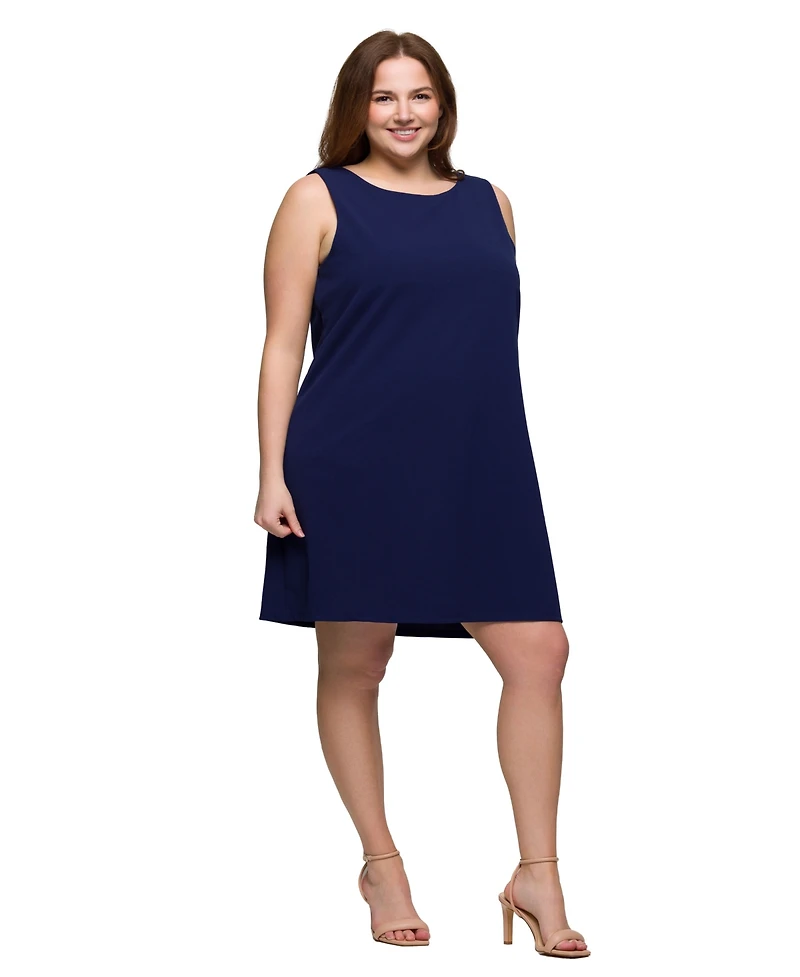 24seven Comfort Apparel Plus Sleeveless Mini Shift Dress