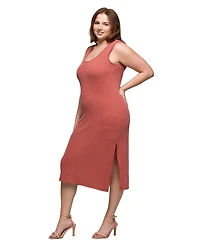 24seven Comfort Apparel Plus Fitted Sleeveless Side Slit Midi Dress