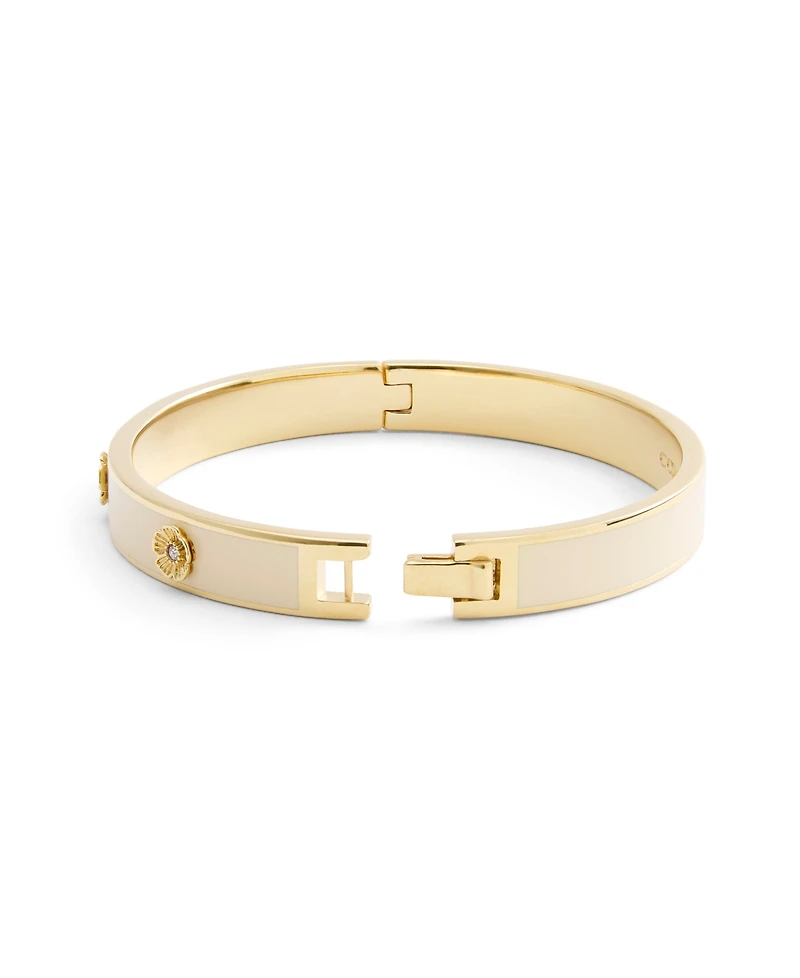 Coach Signature Faux Stone Tea Rose Enamel Bangle Boxed Bracelet