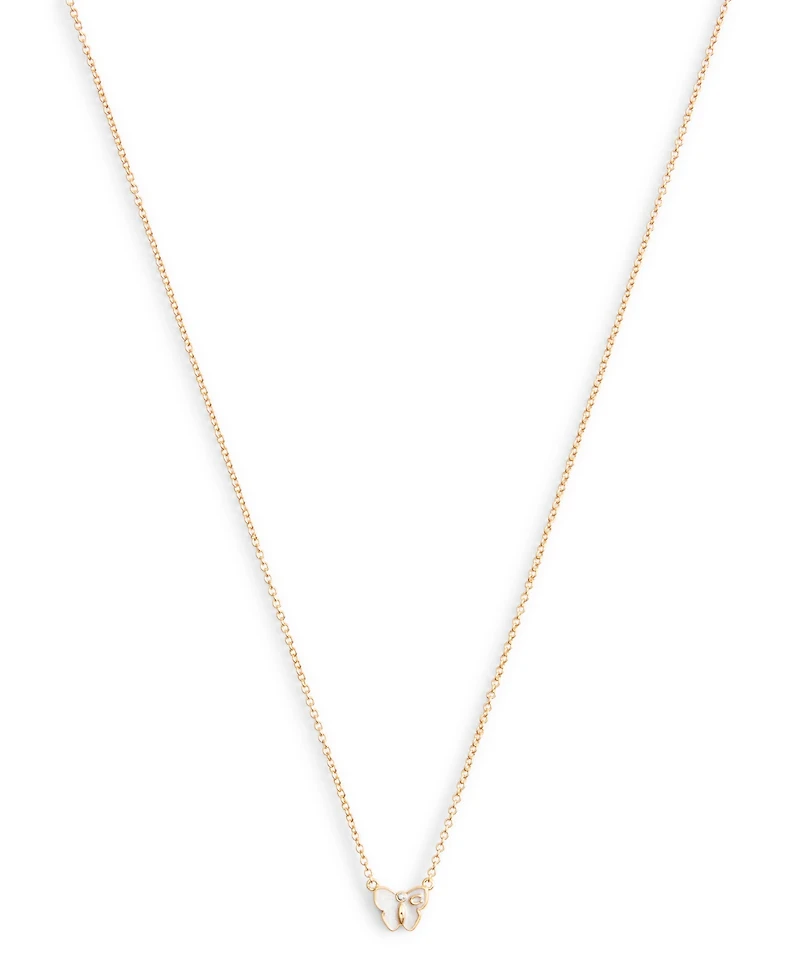 Coach Signature Faux Stone Butterfly Pendant Necklace