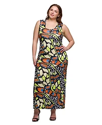 24seven Comfort Apparel Print Plus Razorback Tank Casual Maxi Dress