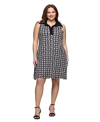 24seven Comfort Apparel Plus Size Sleeveless Collared Mini Dress