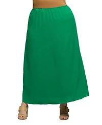 24seven Comfort Apparel Plus Elastic Waist A-Line Maxi Skirt