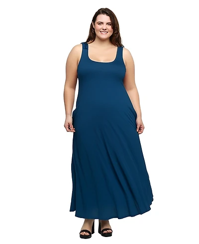 24seven Comfort Apparel Plus Sleeveless Tank Maxi Dress with Pockets