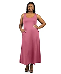 24seven Comfort Apparel Plus Sleeveless Tank Maxi Dress with Pockets