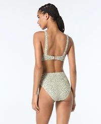Michael Michael Kors Womens U Neck Bikini Top High Waist Bottoms