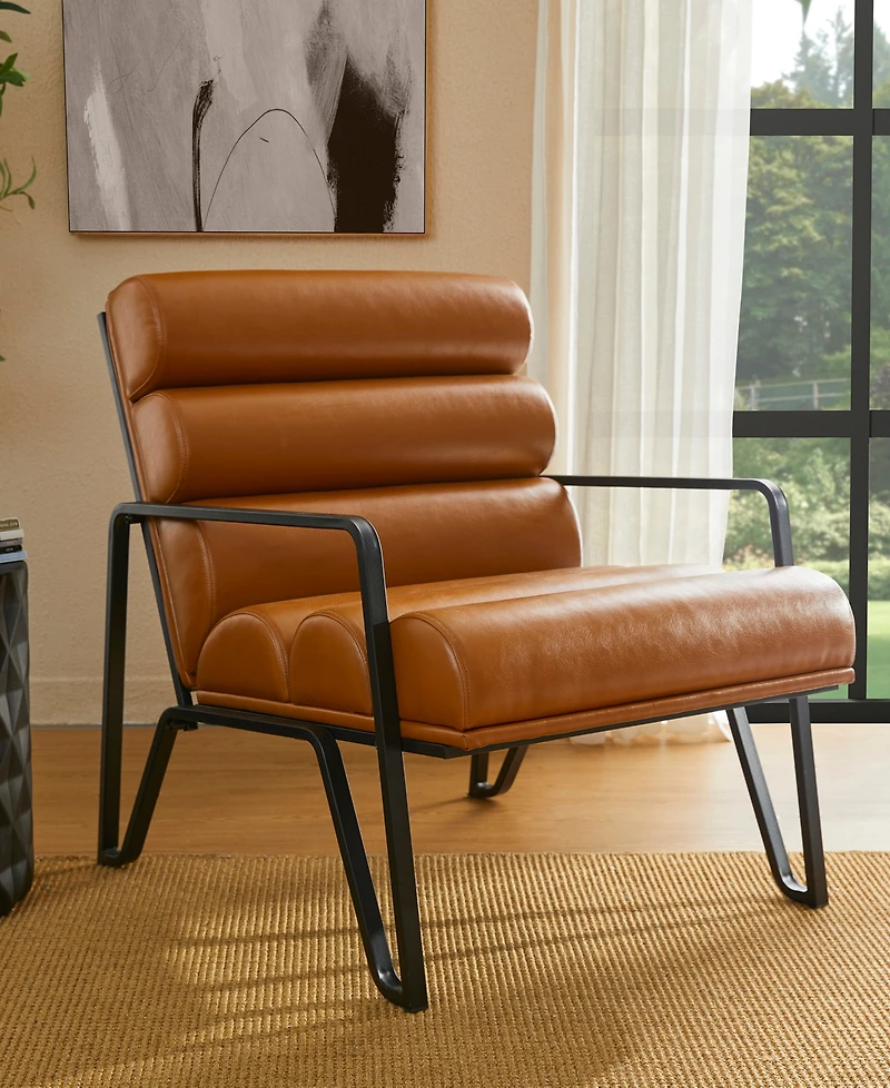 Glitzhome 2-Pc. Leatherette Modern Wavy Accent Armchair