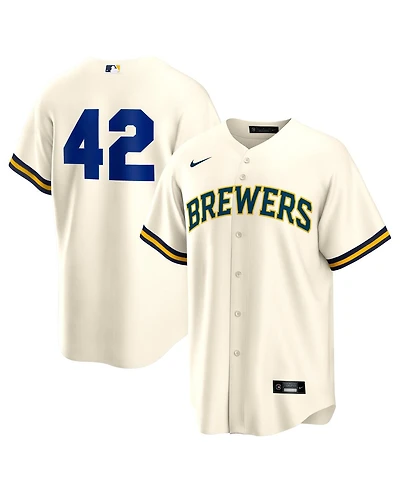 Nike Men's Cream Milwaukee Brewers Home 2025 Jackie Robinson Day Replica Jersey