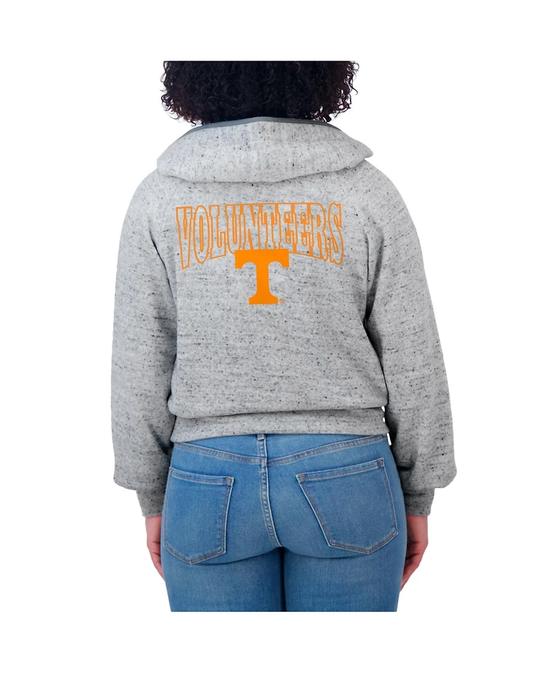 Wear by Erin Andrews Women's Heather Gray Tennessee Volunteers Speckle Double-Hit Raglan Full-Zip Hoodie