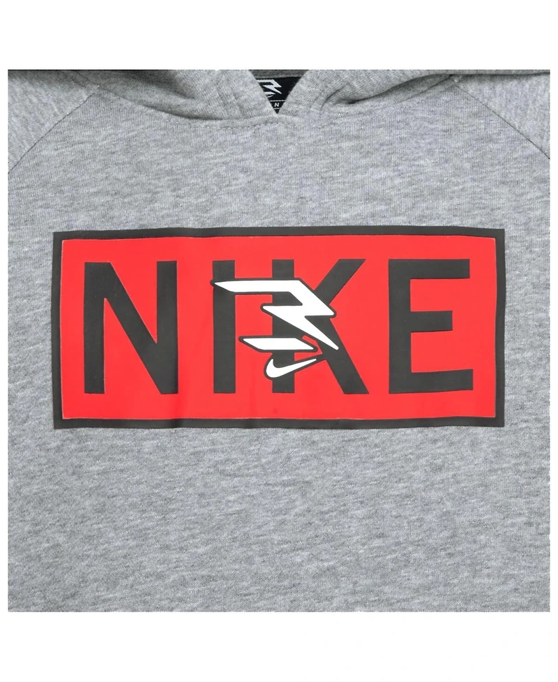 Nike 3BRAND by Russell Wilson Big Boys and Girls Gray Plate Logo Raglan Pullover Hoodie