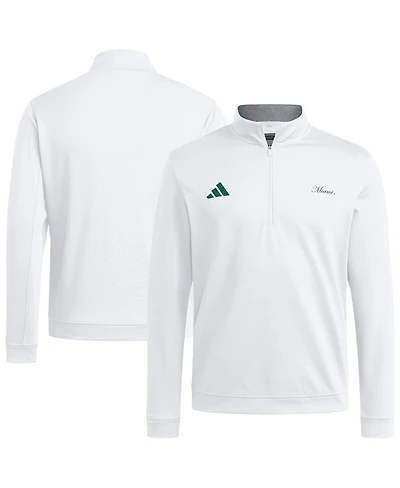 Adidas Men's White Miami Hurricanes Elevated Quarter-Zip Jacket